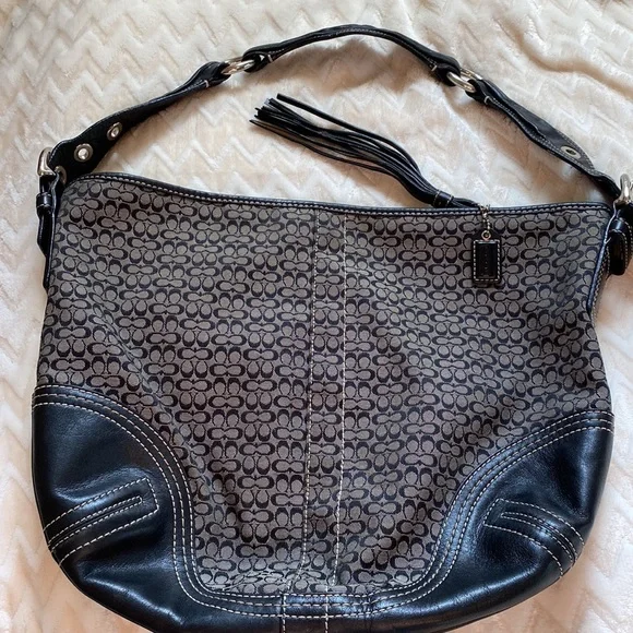 Coach hobo shoulder bag. Black/gray - Picture 6 of 10
